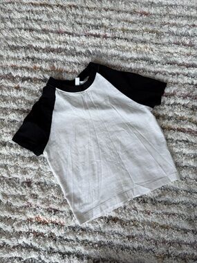 Divided Black & White baseball Crop Top